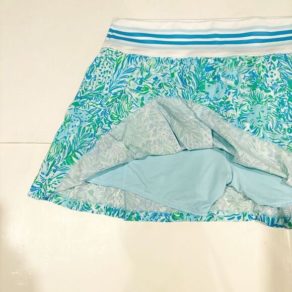 Lilly Pulitzer Luxletic Yvonne Tennis Skort Hydra Blue Dandy Lions Built in shor - Picture 8 of 9